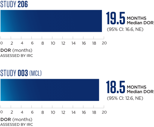 Median DOR data for Study 206 and Study 003