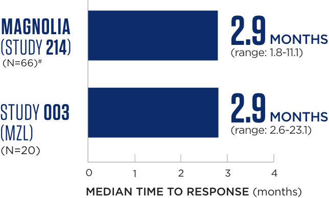 Median time to response in MZL